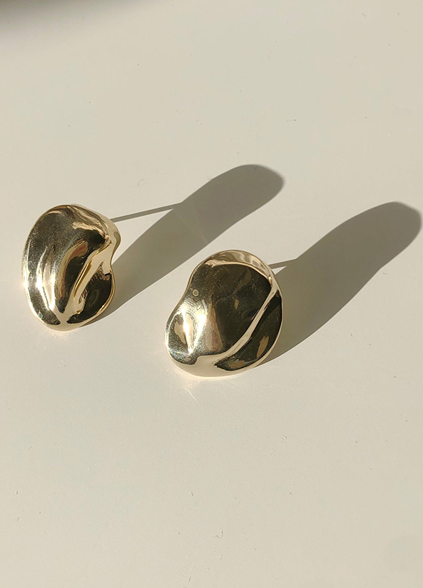 不規則水滴狀造型耳環-金
